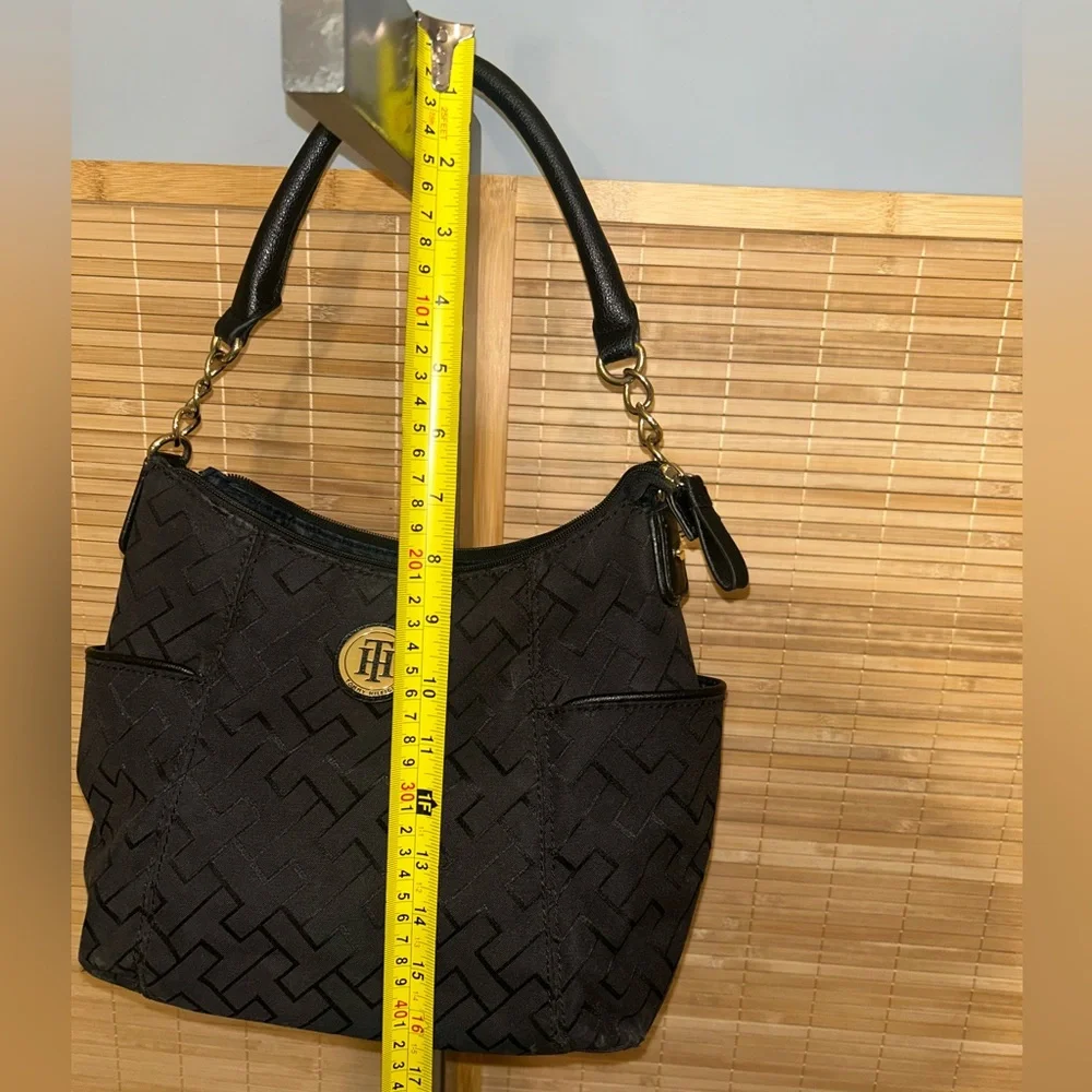 Tommy Hilfiger Black Signature hobo bag purse tote